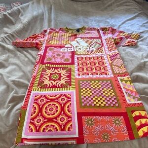 FARM Rio Colorful Patchwork Short Sleeve Tee - Pink, Red, Green